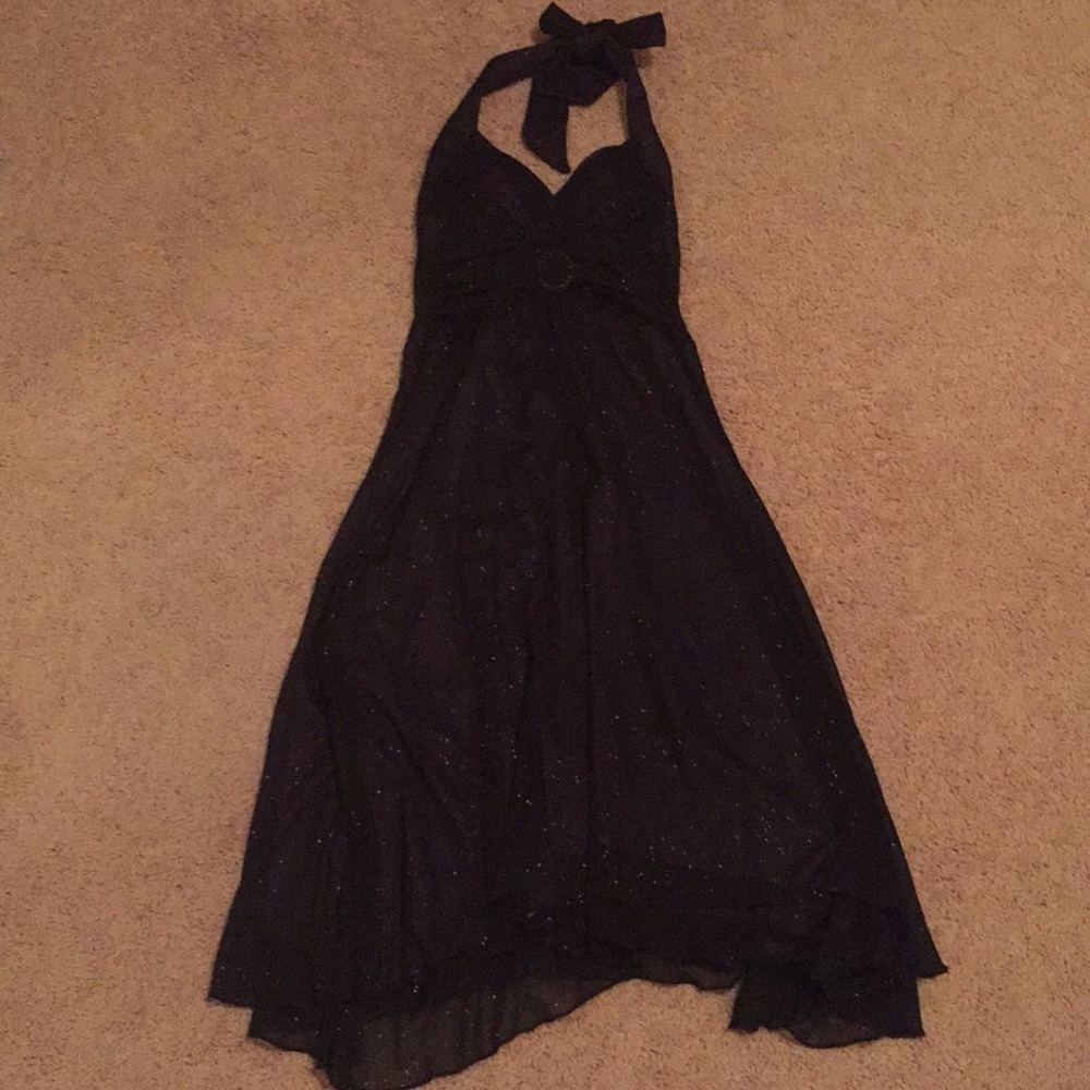 Purple and black semi formal halter dress, size s